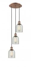  113B-3P-AC-G259 - Caledonia - 3 Light - 12 inch - Antique Copper - Cord Hung - Multi Pendant