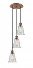  113B-3P-AC-G2812 - Hanover - 3 Light - 13 inch - Antique Copper - Cord Hung - Multi Pendant