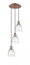  113B-3P-AC-G442 - Brookfield - 3 Light - 12 inch - Antique Copper - Cord Hung - Multi Pendant