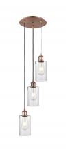  113B-3P-AC-G804 - Clymer - 3 Light - 10 inch - Antique Copper - Cord Hung - Multi Pendant