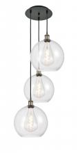  113B-3P-BAB-G122-12 - Athens - 3 Light - 18 inch - Black Antique Brass - Cord Hung - Multi Pendant