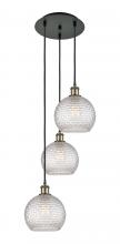  113B-3P-BAB-G122C-8CL - Athens - 3 Light - 15 inch - Black Antique Brass - Cord Hung - Multi Pendant