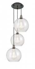  113B-3P-BAB-G124-12 - Athens - 3 Light - 18 inch - Black Antique Brass - Cord Hung - Multi Pendant