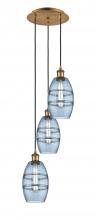  113B-3P-BB-G557-6BL - Vaz - 3 Light - 12 inch - Brushed Brass - Cord hung - Multi Pendant