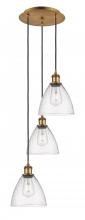  113B-3P-BB-GBD-754 - Bristol - 3 Light - 14 inch - Brushed Brass - Cord Hung - Multi Pendant