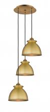  113B-3P-BB-M14-BB - Adirondack - 3 Light - 15 inch - Brushed Brass - Cord hung - Multi Pendant