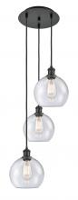  113B-3P-BK-G124-8 - Athens - 3 Light - 15 inch - Matte Black - Cord Hung - Multi Pendant