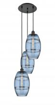  113B-3P-BK-G557-8BL - Vaz - 3 Light - 15 inch - Matte Black - Cord hung - Multi Pendant