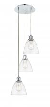  113B-3P-PC-GBD-752 - Bristol - 3 Light - 14 inch - Polished Chrome - Cord Hung - Multi Pendant