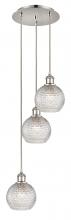  113B-3P-PN-G122C-6CL - Athens - 3 Light - 12 inch - Polished Nickel - Cord Hung - Multi Pendant