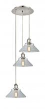  113B-3P-PN-G132 - Orwell - 3 Light - 15 inch - Polished Nickel - Cord Hung - Multi Pendant