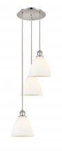  113B-3P-PN-GBD-751 - Bristol - 3 Light - 14 inch - Polished Nickel - Cord Hung - Multi Pendant