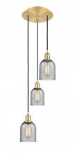  113B-3P-SG-G257 - Caledonia - 3 Light - 12 inch - Satin Gold - Cord Hung - Multi Pendant