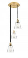  113B-3P-SG-G454 - Caton - 3 Light - 12 inch - Satin Gold - Cord Hung - Multi Pendant