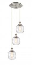  113B-3P-SN-G1013 - Belfast - 3 Light - 13 inch - Brushed Satin Nickel - Cord Hung - Multi Pendant