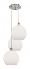  113B-3P-SN-G122-12 - Athens - 3 Light - 18 inch - Brushed Satin Nickel - Cord Hung - Multi Pendant