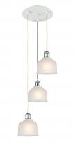  113B-3P-WPC-G411 - Dayton - 3 Light - 12 inch - White Polished Chrome - Cord Hung - Multi Pendant