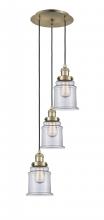  113F-3P-AB-G182 - Canton - 3 Light - 13 inch - Antique Brass - Cord hung - Multi Pendant