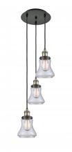  113F-3P-BAB-G192 - Bellmont - 3 Light - 13 inch - Black Antique Brass - Cord hung - Multi Pendant