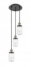  113F-3P-BAB-G312 - Dover - 3 Light - 11 inch - Black Antique Brass - Cord hung - Multi Pendant