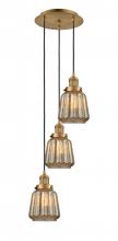  113F-3P-BB-G146 - Chatham - 3 Light - 14 inch - Brushed Brass - Cord hung - Multi Pendant