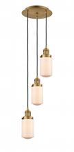  113F-3P-BB-G311 - Dover - 3 Light - 11 inch - Brushed Brass - Cord hung - Multi Pendant