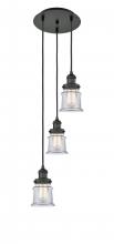  113F-3P-BK-G182S - Canton - 3 Light - 12 inch - Matte Black - Cord hung - Multi Pendant