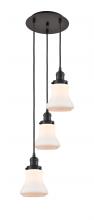  113F-3P-OB-G191 - Bellmont - 3 Light - 13 inch - Oil Rubbed Bronze - Cord hung - Multi Pendant