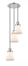  113F-3P-PN-G191 - Bellmont - 3 Light - 13 inch - Polished Nickel - Cord hung - Multi Pendant