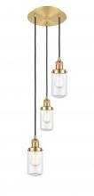  113F-3P-SG-G312 - Dover - 3 Light - 11 inch - Satin Gold - Cord hung - Multi Pendant