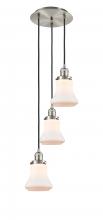  113F-3P-SN-G191 - Bellmont - 3 Light - 13 inch - Brushed Satin Nickel - Cord hung - Multi Pendant