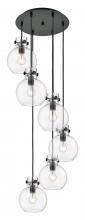  116-410-1PS-BK-G410-8CL - Newton Sphere - 6 Light - 19 inch - Matte Black - Multi Pendant