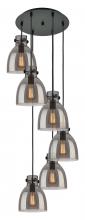  116-410-1PS-BK-G412-8SM - Newton Bell - 6 Light - 19 inch - Matte Black - Multi Pendant