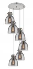  116-410-1PS-PN-G412-8SM - Newton Bell - 6 Light - 19 inch - Polished Nickel - Multi Pendant