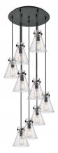  119-410-1PS-BK-G411-8SDY - Newton Cone - 9 Light - 22 inch - Matte Black - Multi Pendant