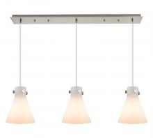  123-410-1PS-SN-G411-8WH - Newton Cone - 3 Light - 40 inch - Brushed Satin Nickel - Linear Pendant