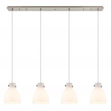  124-410-1PS-SN-G412-8WH - Newton Bell - 4 Light - 52 inch - Brushed Satin Nickel - Linear Pendant