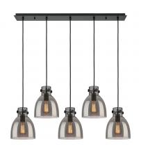  125-410-1PS-BK-G412-8SM - Newton Bell - 5 Light - 40 inch - Matte Black - Linear Pendant