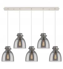  125-410-1PS-PN-G412-8SM - Newton Bell - 5 Light - 40 inch - Polished Nickel - Linear Pendant