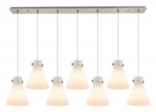  127-410-1PS-SN-G411-8WH - Newton Cone - 7 Light - 52 inch - Brushed Satin Nickel - Linear Pendant