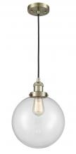  201C-AB-G202-10-LED - Beacon - 1 Light - 10 inch - Antique Brass - Cord hung - Mini Pendant