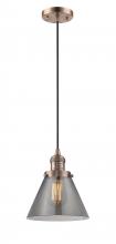  201C-AC-G43 - Cone - 1 Light - 8 inch - Antique Copper - Cord hung - Mini Pendant