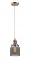  201C-AC-G53 - Bell - 1 Light - 5 inch - Antique Copper - Cord hung - Mini Pendant