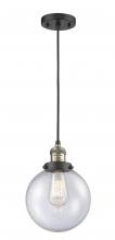  201C-BAB-G204-8-LED - Beacon - 1 Light - 8 inch - Black Antique Brass - Cord hung - Mini Pendant