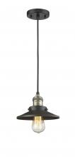  201C-BAB-M6-LED - Railroad - 1 Light - 8 inch - Black Antique Brass - Cord hung - Mini Pendant