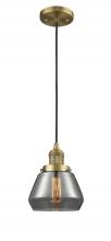  201C-BB-G173 - Fulton - 1 Light - 7 inch - Brushed Brass - Cord hung - Mini Pendant