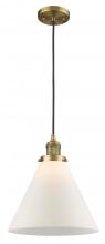  201C-BB-G41-L - Cone - 1 Light - 12 inch - Brushed Brass - Cord hung - Mini Pendant