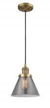  201C-BB-G43-LED - Cone - 1 Light - 8 inch - Brushed Brass - Cord hung - Mini Pendant