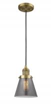  201C-BB-G63-LED - Cone - 1 Light - 6 inch - Brushed Brass - Cord hung - Mini Pendant