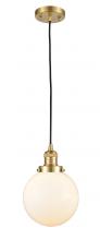  201C-SG-G201-8 - Beacon - 1 Light - 8 inch - Satin Gold - Cord hung - Mini Pendant